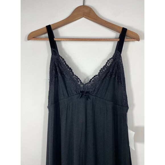 Jonquil by Diane Samandi Black Lace Trim Nightgown Slip Dress Size Medium NWT - Picture 3 of 10